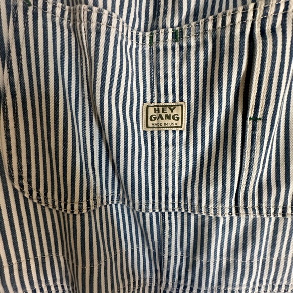 Striped Straight-Leg Overalls  in Blue/White - Picture 2 of 3